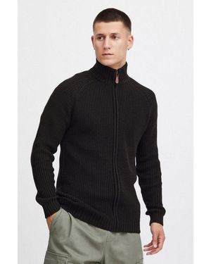 Solid Strickjacke Sdxenos Cardigan Mit Troyerkragen - Schwarz