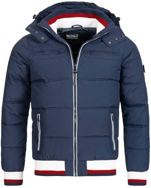 INDICODE Winterjacke Marlon mit sportlichem Rippstrickbündchen - Blau