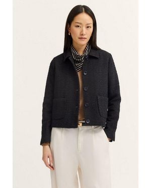 Bugatti Hemdjacke Bouclé Mit Knopfleiste Und Aufgesetzten Taschen - Blau