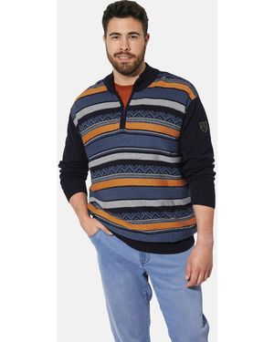 Charles Colby Strickpullover EARL LEANDOW mit elastischem Saumbund - Blau