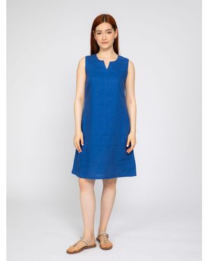 VICCI Germany A-Linien-Kleid (1-tlg) aus Leinen - Blau