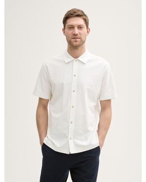 Tom Tailor Regular Fit Kurzarmhemd aus Jersey - Weiß