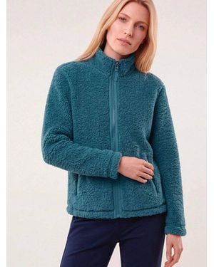 Walbusch Fleecejacke Damen Jacke Aus Teddyfleece Stehkragen, Pflegeleicht, Wärmend - Blau