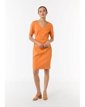 Comma, Minikleid Kleid Etuikleid aus Baumwollmix - Orange