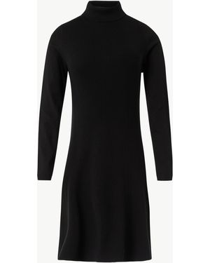 Comma, Minikleid Kurzes Rippstrickkleid mit Turtleneck - Schwarz