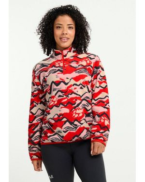 Jack Wolfskin Strickfleece-Pullover Paw Era 100 Print Hz W Mit Halbem Frontzipper, Atmungsaktiv Und Schnell Trocknend, Wärmend - Rot