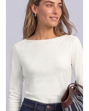 Street One Langarmshirt Mit U-Boot-Ausschnitt Und Modal - Weiß