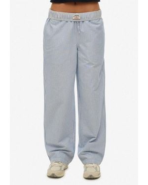 Superdry Cargohose Cotton Stripe Elastic Trouser Aus Baumwolle Und Jersey, Relaxed Fit, Gestreifte Optik - Grau
