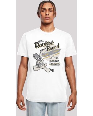 F4NT4STIC T-Shirt Looney Tunes Wile E Rocket Board Cartoon ,Premium Merch,Regular-Fit,Basic,Bedruckt - Weiß