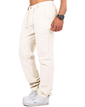 Carisma Chinos Leinen Baumwoll Mix Hose lang angenehm regular fit 2220-RF in Unifarbe - Weiß