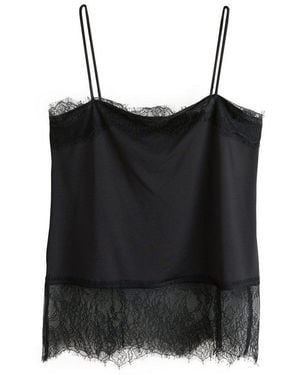 Next Trägertop Ärmelloses Camisole-Top Mit Spitzenbesatz (1-Tlg) - Schwarz