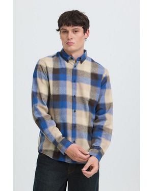 Blend Langarmhemd Bhcody Shirt Materialmix, Regular Fit - Blau