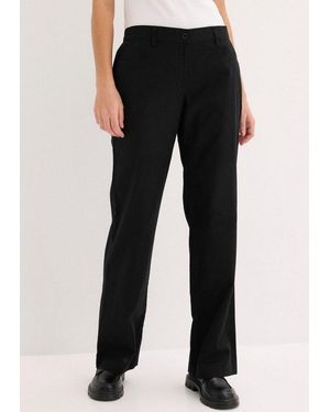 bonprix Leinenhose Aus Leinen-Baumwoll-Mix, Loose Fit, Komfortable Leibhöhe - Schwarz