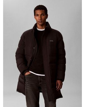 Calvin Klein Steppmantel Ls Classic Bonded Down Long Regular Fit Mit Kapuze - Schwarz