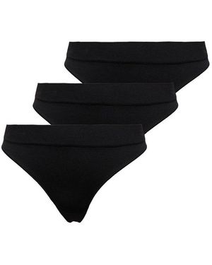 ONLY T-String Onlvicky Rib S-Less Thong 3-Pk Noos (Packung, 3-St) - Schwarz