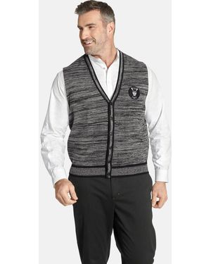 Charles Colby Strickweste DUKE BOYLES +Fit Kollektion, meliert - Grau