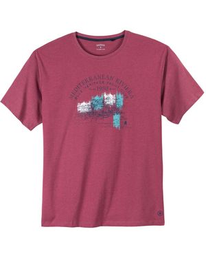 RAGMAN Rundhalsshirt T-Shirt XXL beere Frontprint modisch - Lila