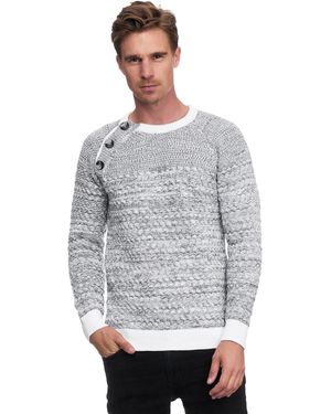 Rusty Neal Strickpullover mit modischen Knöpfen - Grau