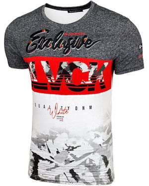 Baxboy T-Shirt »EXCLUSIVE BLACK« mit sportiven Prints Stickerei 3592 - Grau