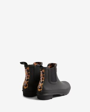 HUNTER Original Chelsea Leopard Backstra Gummistiefel Wasserdicht - Schwarz