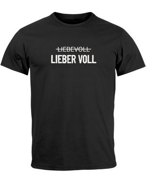 MoonWorks T-Shirt Liebevoll Lieber Voll Wortspiel Witz Alkohol mit Print - Schwarz