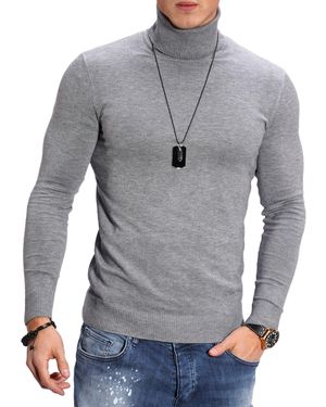 behype Rollkragenpullover TIM im Slim Fit-Schnitt - Grau