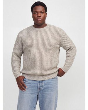 Jack & Jones Rundhalspullover Jjjaxon Knit Crew Neck Pls Materialmix, Locker Geschnitten - Grau