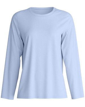 CALIDA Langarmshirt Favourites Sleep Damen (1-Tlg) Weiche Baumwolle Und Komfortable Passform - Blau