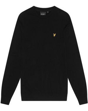 Lyle & Scott Pullover Strickpullover R-Neck (1-tlg) - Schwarz