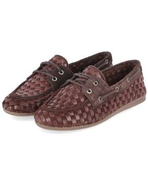 Bullboxer Mokassins Bootsschuhe 6Yy0950402 3500 Damen Leder Slipper - Braun