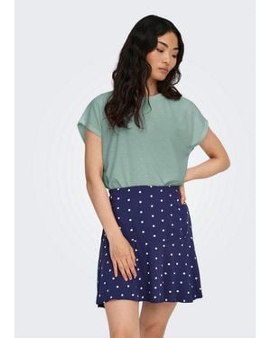 ONLY Kurzarmshirt Onlmolly S/S O-Neck Dobby Top Jrs Materialmix, Regular Fit, Rundhals - Grün