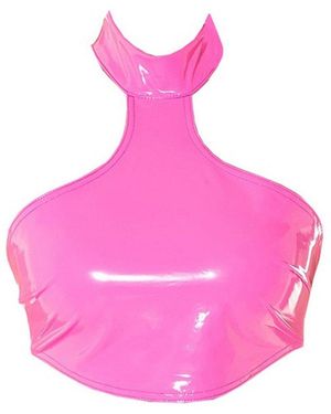 Koucla Crop-Top in Latex-Optik, Wetlook ärmellos - Pink