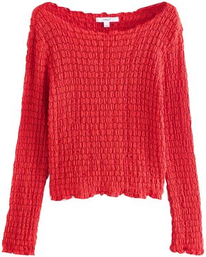 Next Strickpullover Strukturiertes Langarmshirt (1-tlg) - Rot