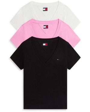 Tommy Hilfiger V-Shirt Tjw 3Pack V-Neck Tee (Packung, 3-Tlg. 3Er-Pack) Baumwolle, V-Ausschnitt, 3 Stück Im Set - Pink