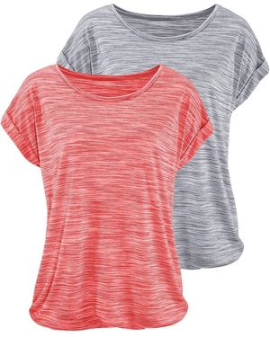 Beachtime Kurzarmshirt mit Struktureffekt (2er-Pack) aus pflegeleichter Qualität - Pink