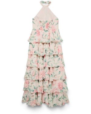 Vero Moda Maxikleid Vmfelicia Slhalter Ruffle Maxi Dress Exp Kunstfaser - Weiß