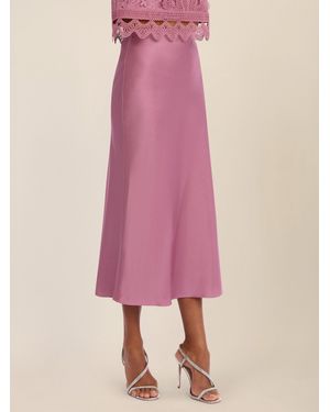 Apart Midirock in fließender Satin-Qualität - Pink