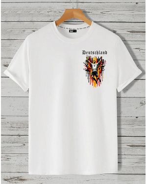 Rmk T- Shirt Fan Trikot Rundhals Fußball Deutschland Germany EM 2024 aus Baumwolle - Weiß