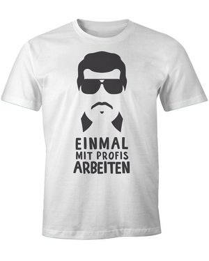 MoonWorks T- Spruch Einmal Profis arbeiten Fun-Shirt Büro Geschenk Kollegen ® mit Print - Grau