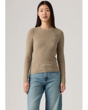 Levi's Rundhalspullover Rib Crew Sweater Geripptes Strickmuster - Natur