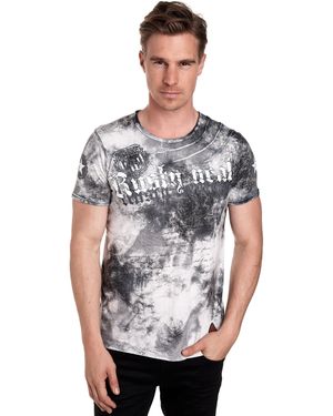 Rusty Neal T-Shirt mit toller Batik-Optik - Grau