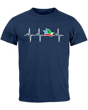 MoonWorks T-Shirt Fasching Karneval Narrenkappe EKG Verkleidung mit Print - Blau