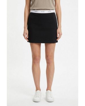 Calvin Klein Minirock Ponte Logo Mini Skirt Regular Fit, Logoschriftzug - Schwarz