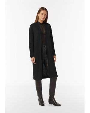 comma casual identity Langarmshirt Langer Jersey-Cardigan mit Metallic-Effekt - Schwarz