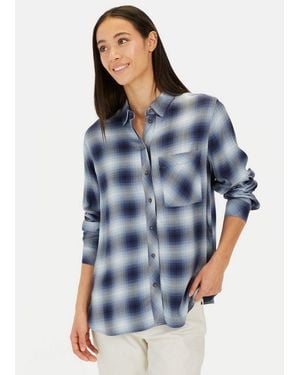 Camel Active Flanellhemd Aus Reiner Viskose Langarm Button-Down - Blau
