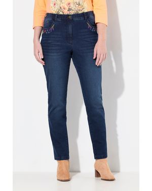Ulla Popken Regular-fit- Jeans Mia Stickerei Komfortbund Stretchdenim - Blau