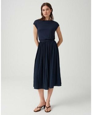 Opus Midikleid Mit Fließender Silhouette Femininer Look Mit Eleganter Länge - Blau