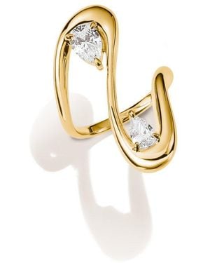 Thomas Sabo Fingerring Fluid Elegance Ring Doppelt Geschwungen Gelbgoldfarben, Mit Zirkonia (Synth) - Schwarz