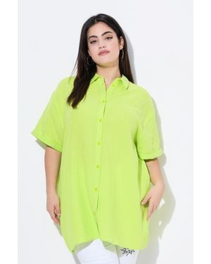 Angel of Style Longbluse Bluse oversized Musselin Auge auf dem Rücken - Grün