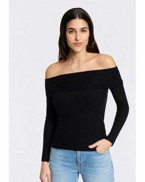 BOSS Carmenpullover Falmon Premium Damenmode Schulterfrei Mit Umgeschlagenem Ausschnitt, Woll-Mix - Schwarz